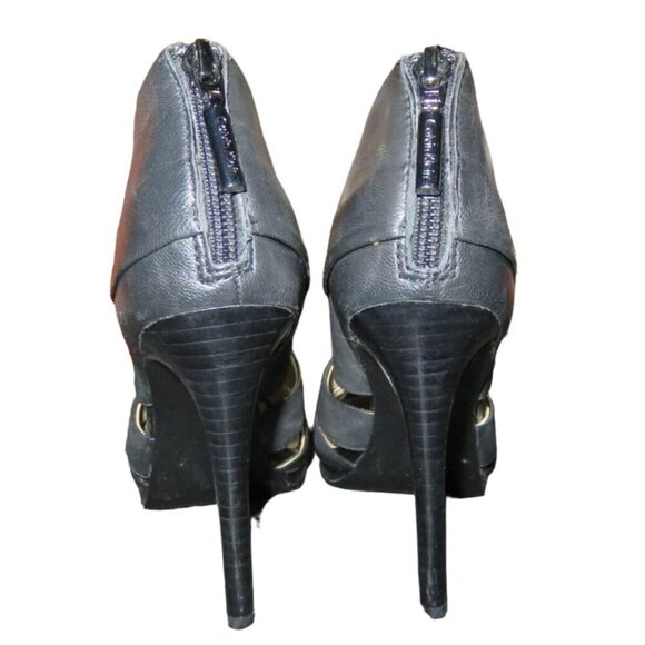 Calvin Klein Patrish Brand New!! Black Italian Leather Caged Heels Pumps sz 7.5 - Picture 4 of 13